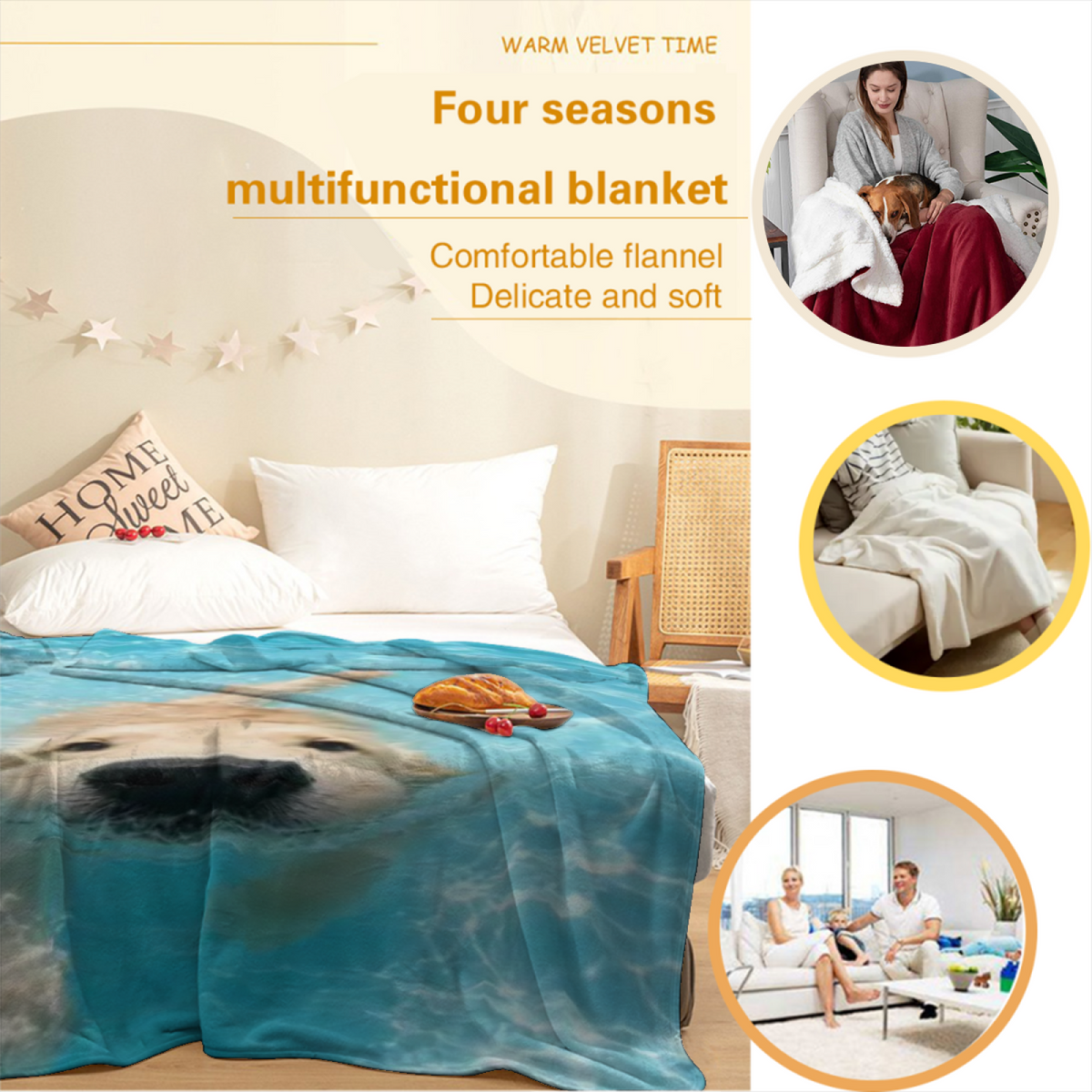 Eclectic Design Serene Solstice Warm Coral Cozy Flannel Bed Blanket