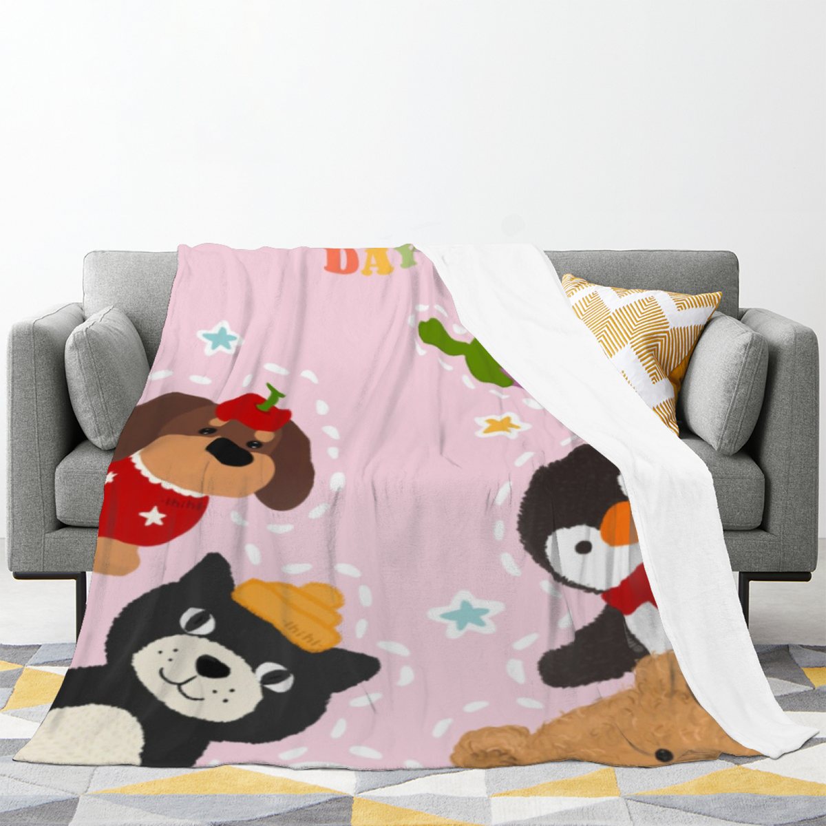 Electric Sanctuary Pastel Multicolor Modern Art Flannel Throw Blanket
