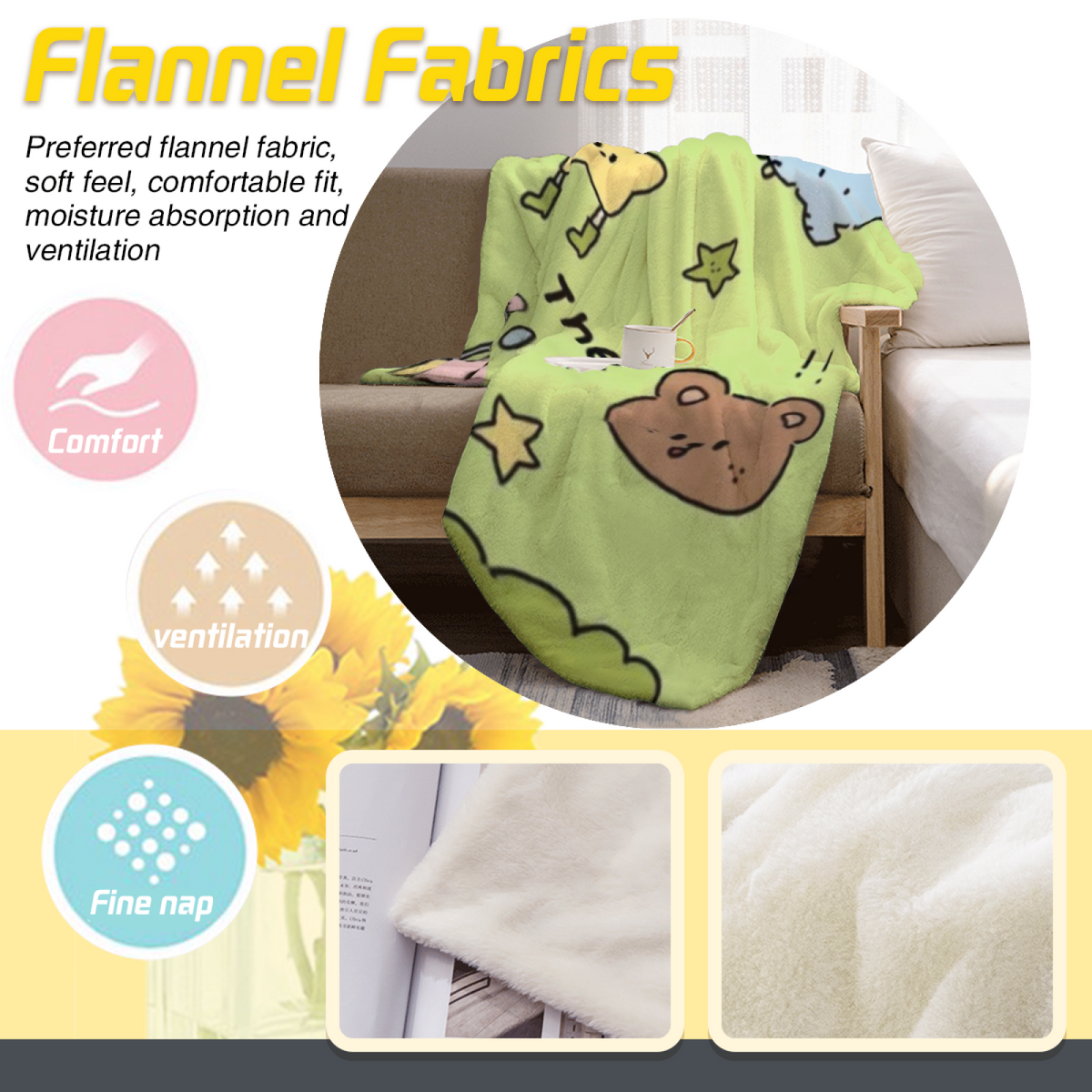 Flannel Throw Blanket with Prairie Sanctuary Cozy Cottage Artwork