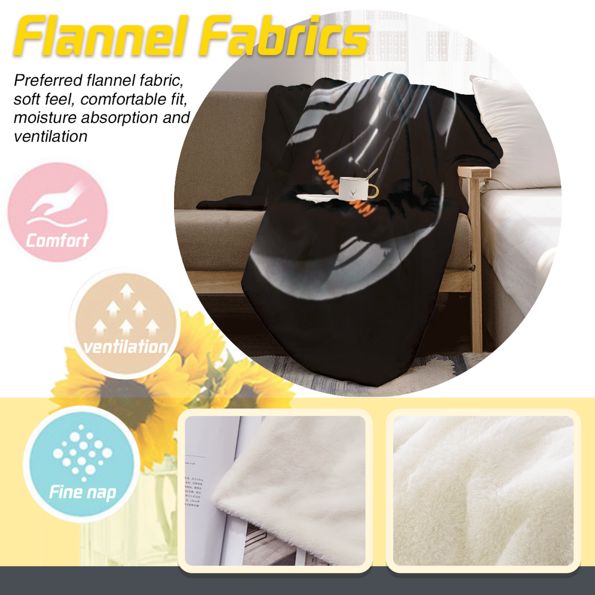Soft Minimalist Plush Flannel Throw ¨C Marigold Lantern Collection