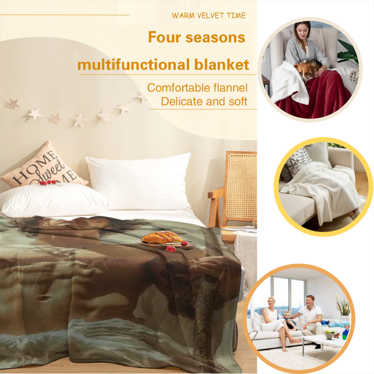 Soft Minimalist Plush Flannel Throw ¨C Radiant Wander Collection