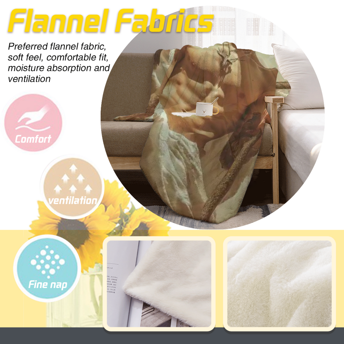 Soft Minimalist Plush Flannel Throw ¨C Radiant Wander Collection