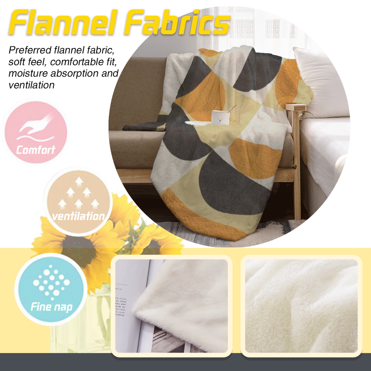 Earthy Neutral Misty Jubilee Soft Flannel Blanket ¨C Contemporary Pattern