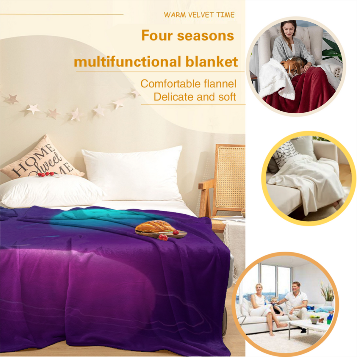 Heather & Meadow Playful Graphic Plush Flannel Throw