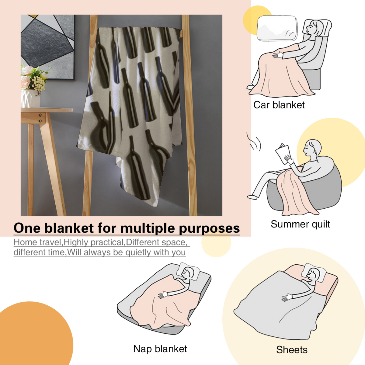 Watercolor & Wander Playful Graphic All-Season Flannel Blanket