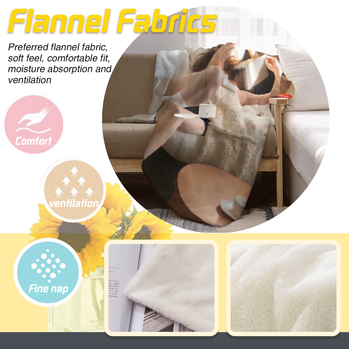 Decorative Flannel Blanket with Dewdrop Sprout Cozy Cottage Artwork