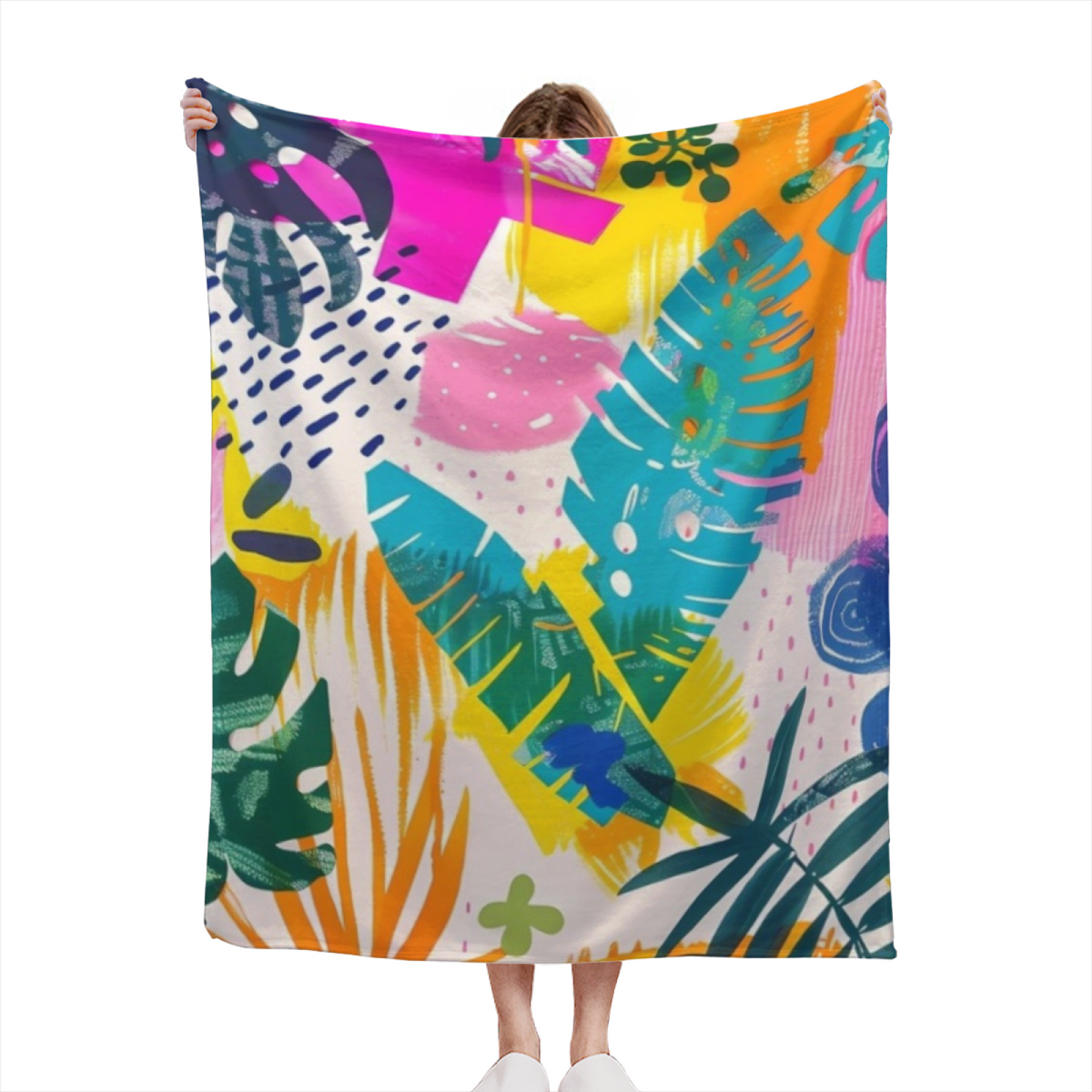 Soft Neutral Zephyr Meadow Cozy Flannel Bed Blanket