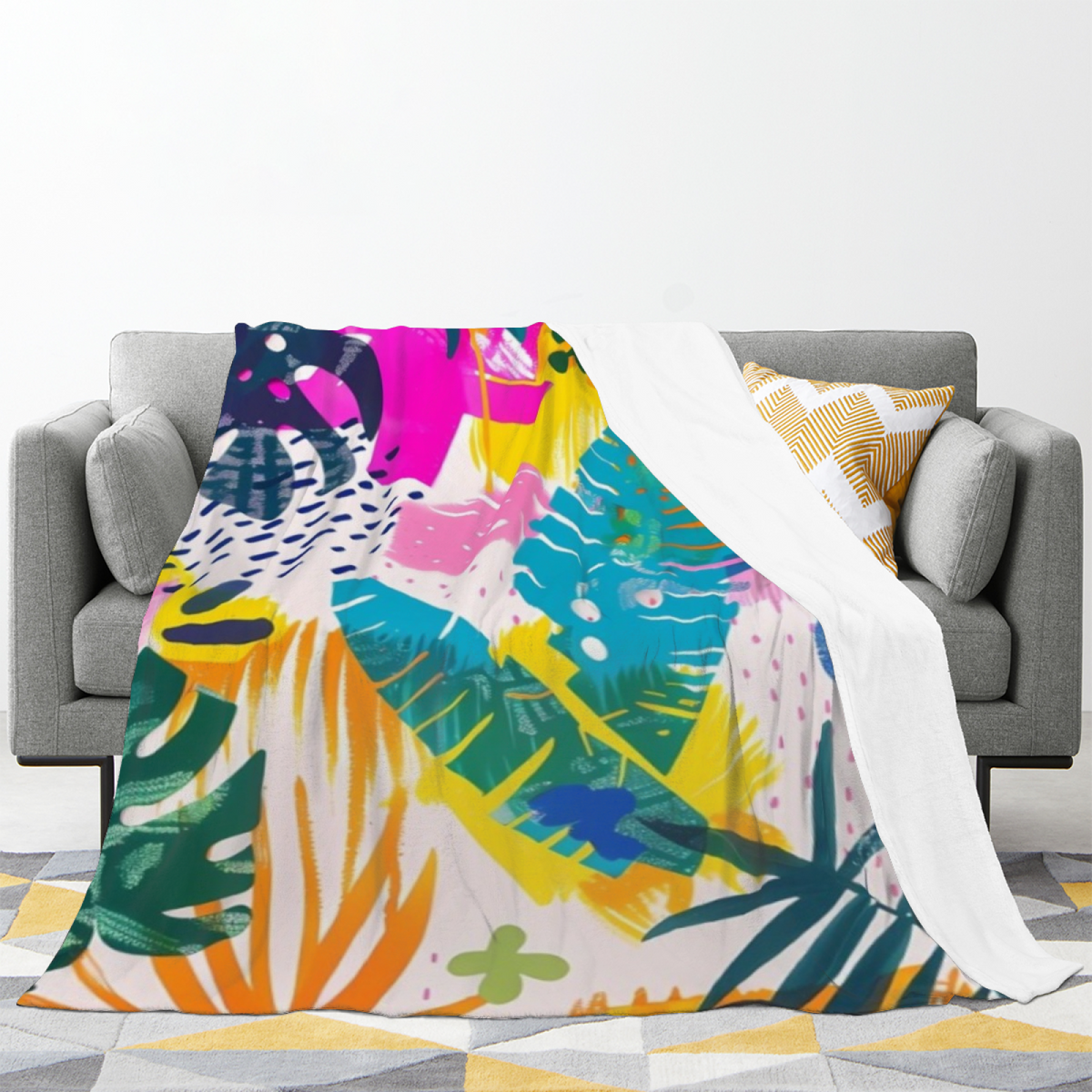 Soft Neutral Zephyr Meadow Cozy Flannel Bed Blanket