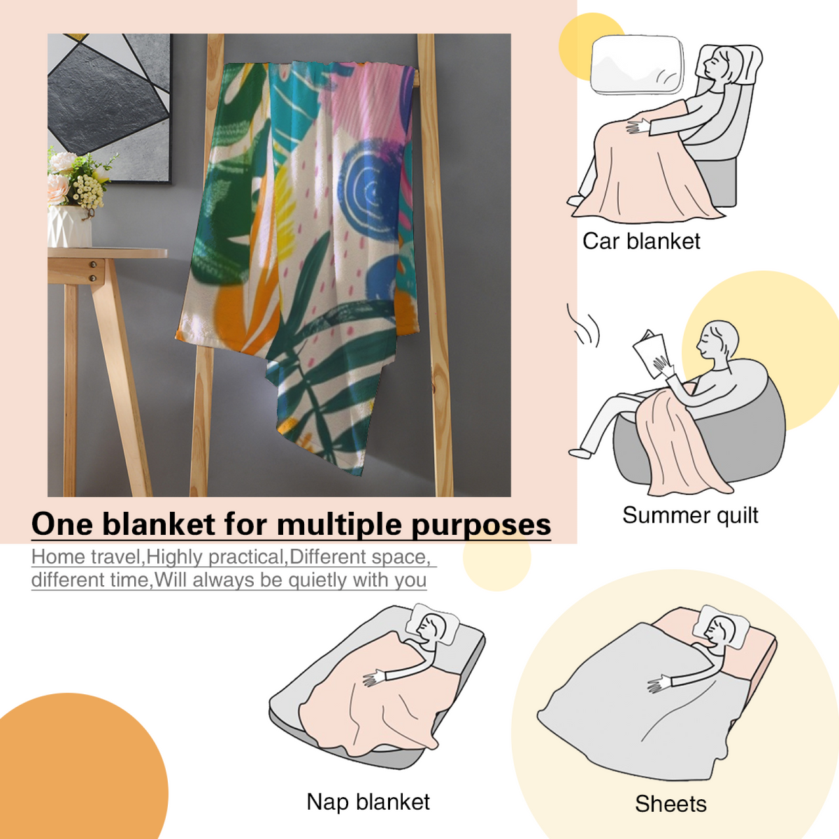 Soft Neutral Zephyr Meadow Cozy Flannel Bed Blanket
