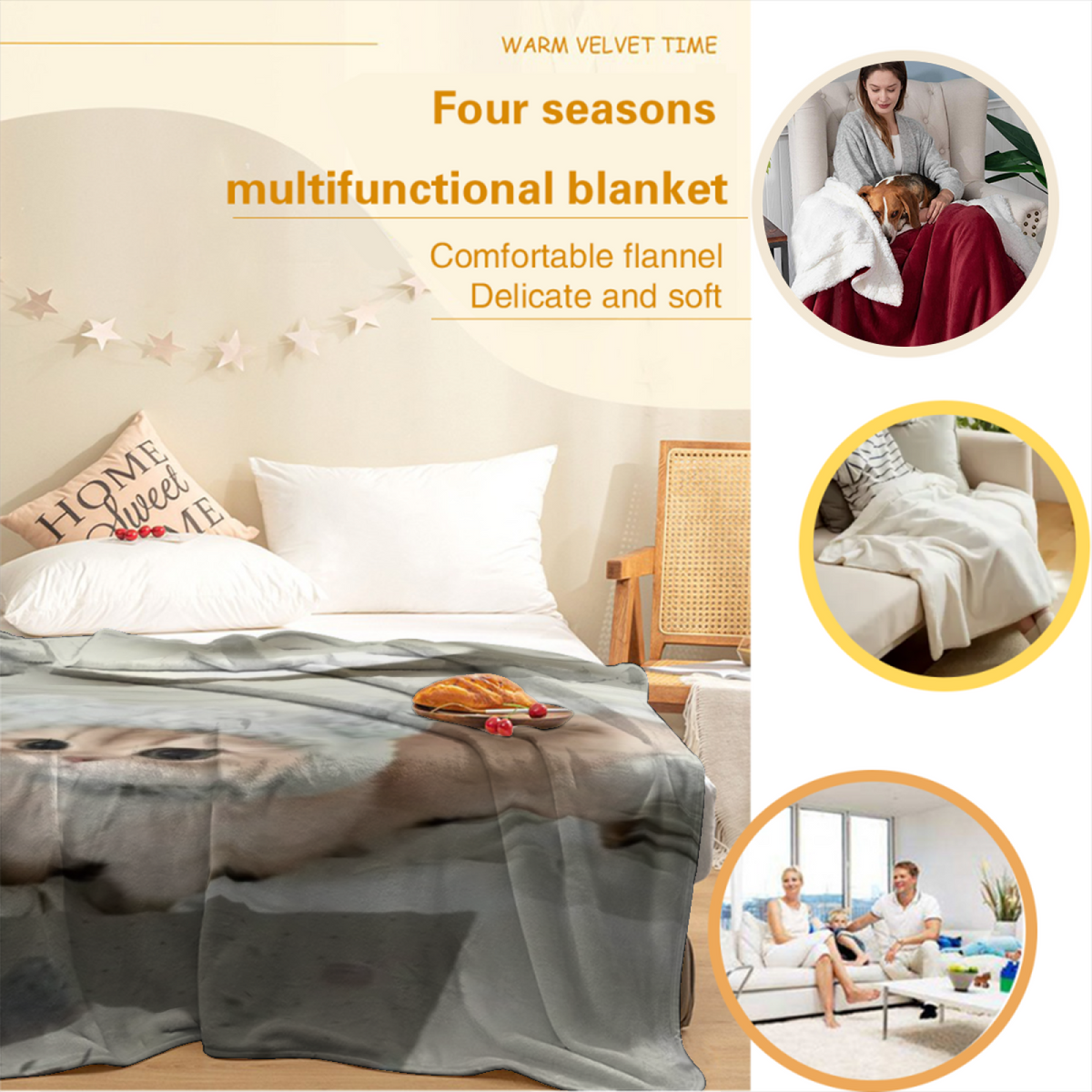 Pastel Multicolor Whimsical Decor All-Season Flannel Blanket ¨C Evergreen Arbor Edition