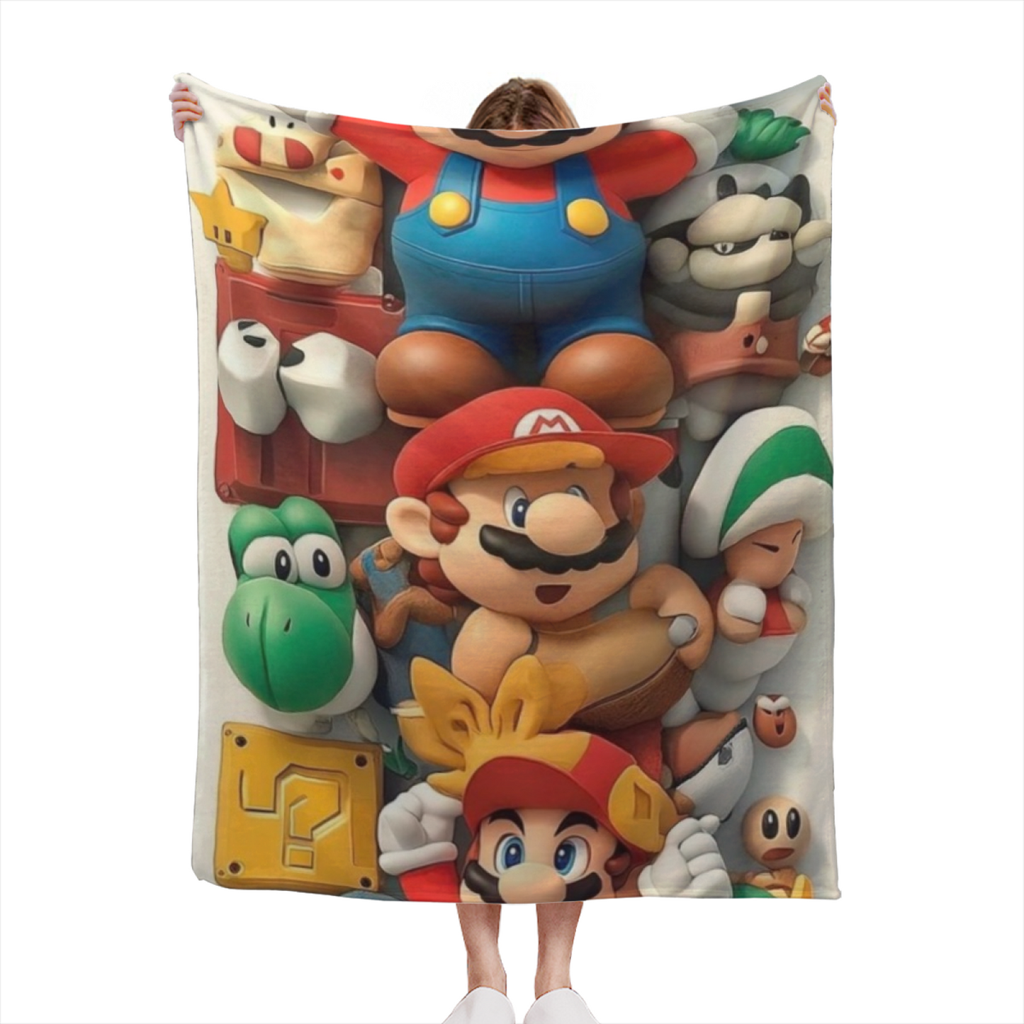 Super Mario Character Flannel Throw Blanket ¨C Colorful Gaming Cartoon Print