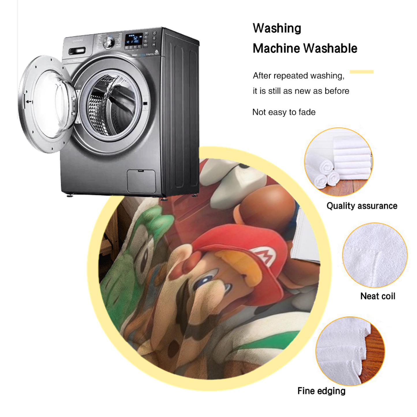 Super Mario Character Flannel Throw Blanket ¨C Colorful Gaming Cartoon Print