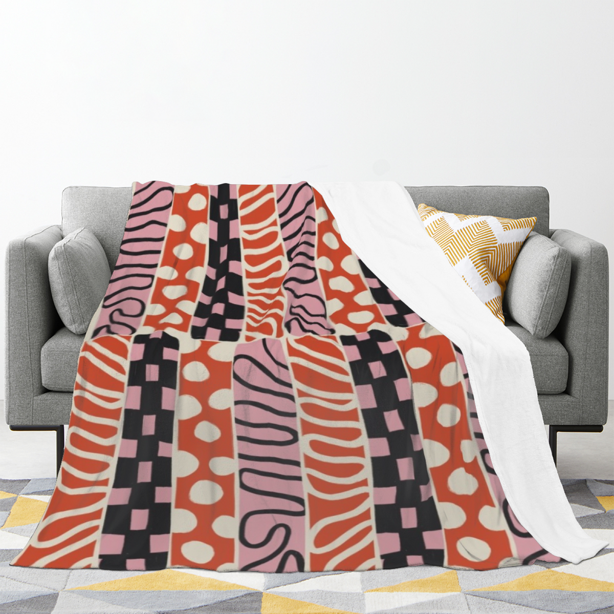Festival Rhapsody Muted Sage Art Flannel Throw Blanket