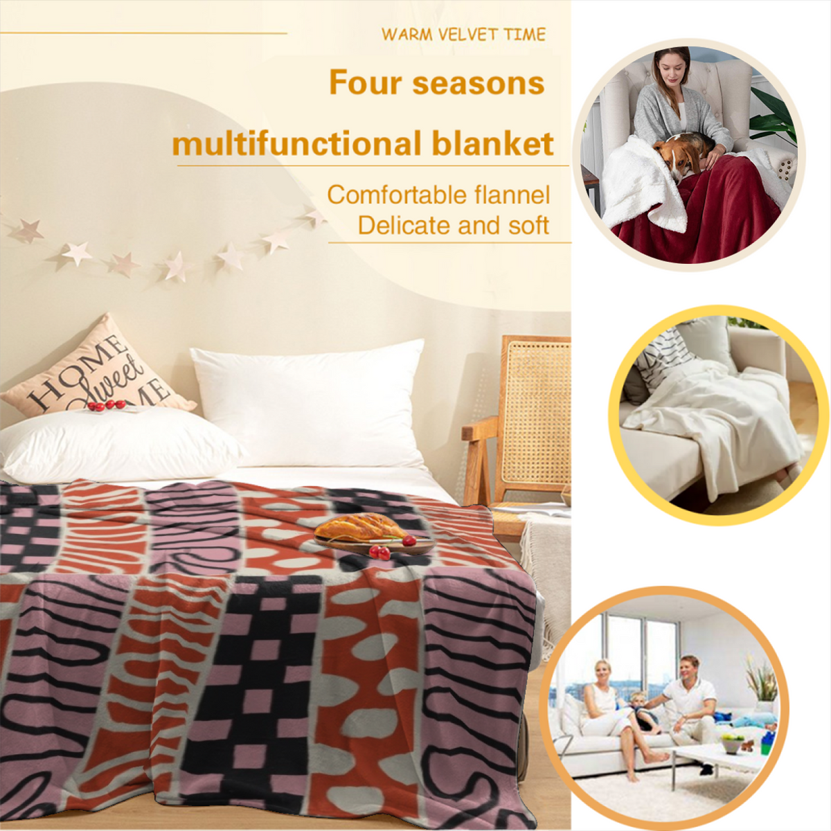 Festival Rhapsody Muted Sage Art Flannel Throw Blanket