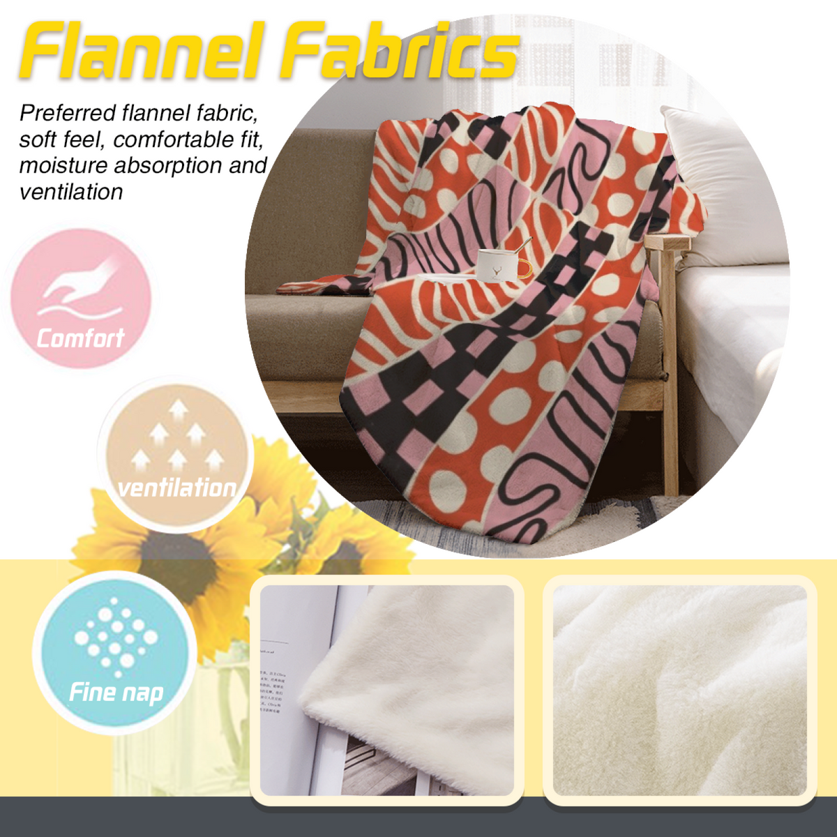 Festival Rhapsody Muted Sage Art Flannel Throw Blanket