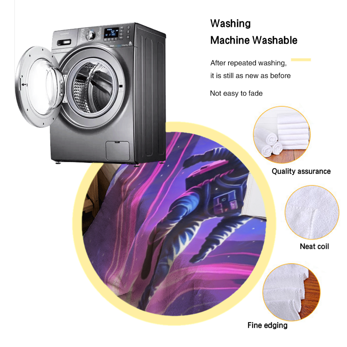 Neon Space Astronaut Flannel Throw Blanket ¨C Futuristic Purple and Pink Galaxy Art