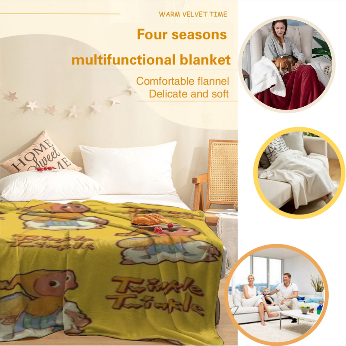 Hazy & Daydream Playful Graphic All-Season Flannel Blanket