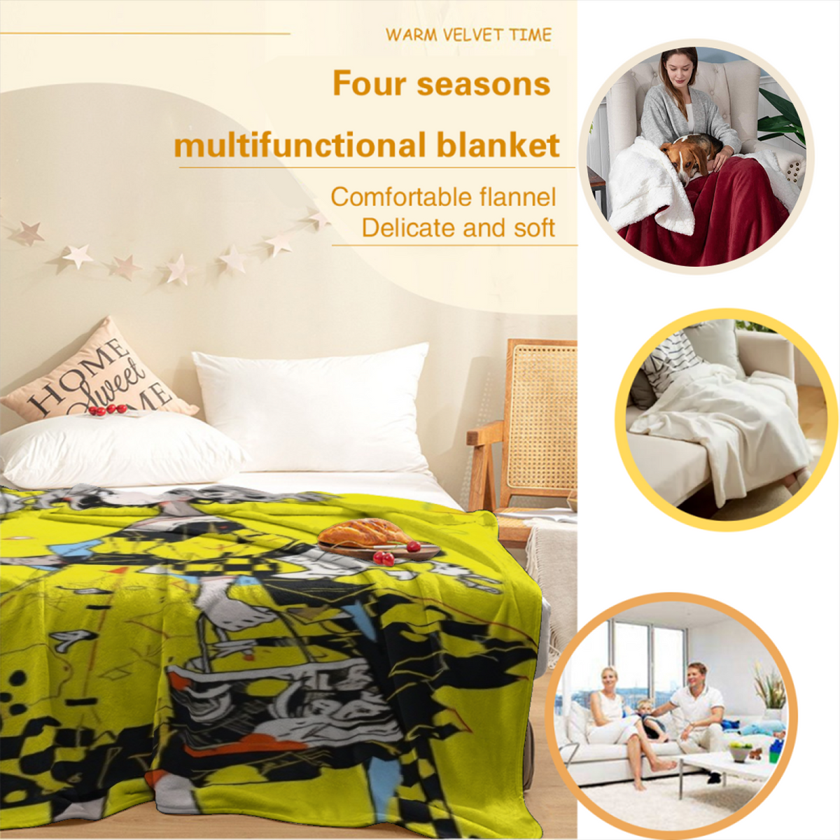 Playful Soft Neutral Coral Charm All-Season Flannel Blanket