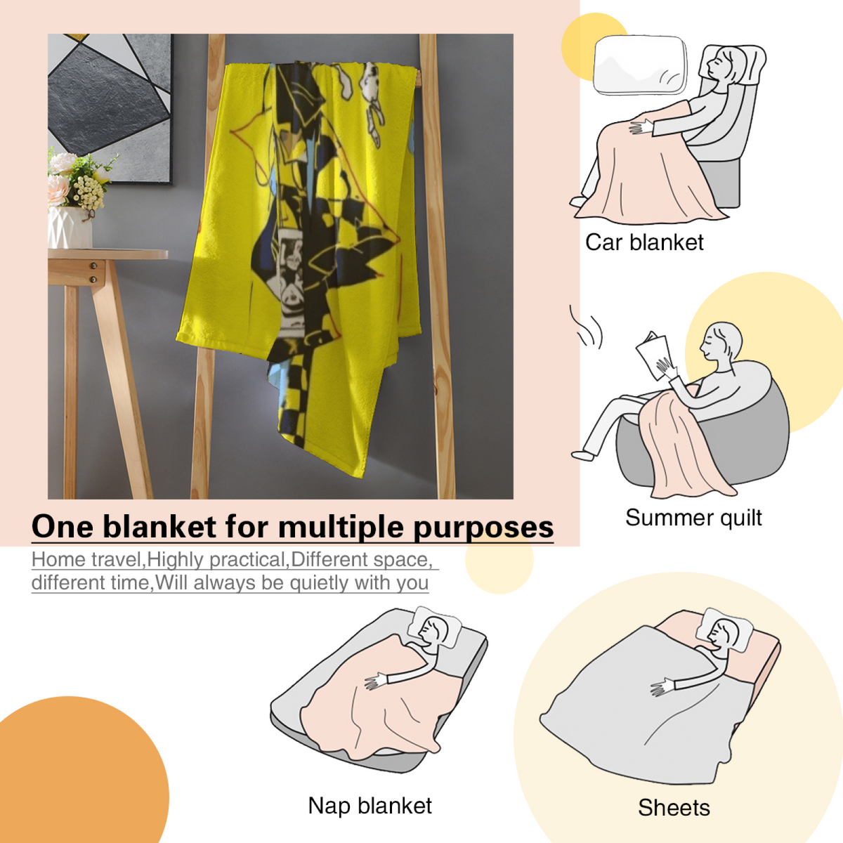 Playful Soft Neutral Coral Charm All-Season Flannel Blanket