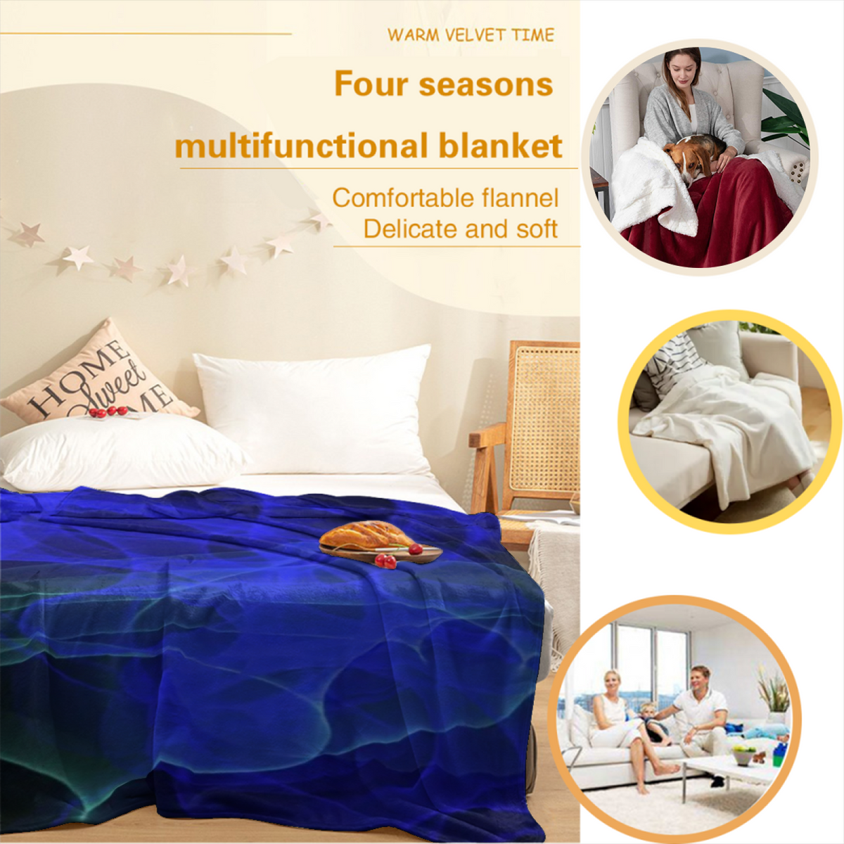 Pastel Multicolor Whimsical Decor Plush Flannel Throw ¨C Hazy Blossom Edition