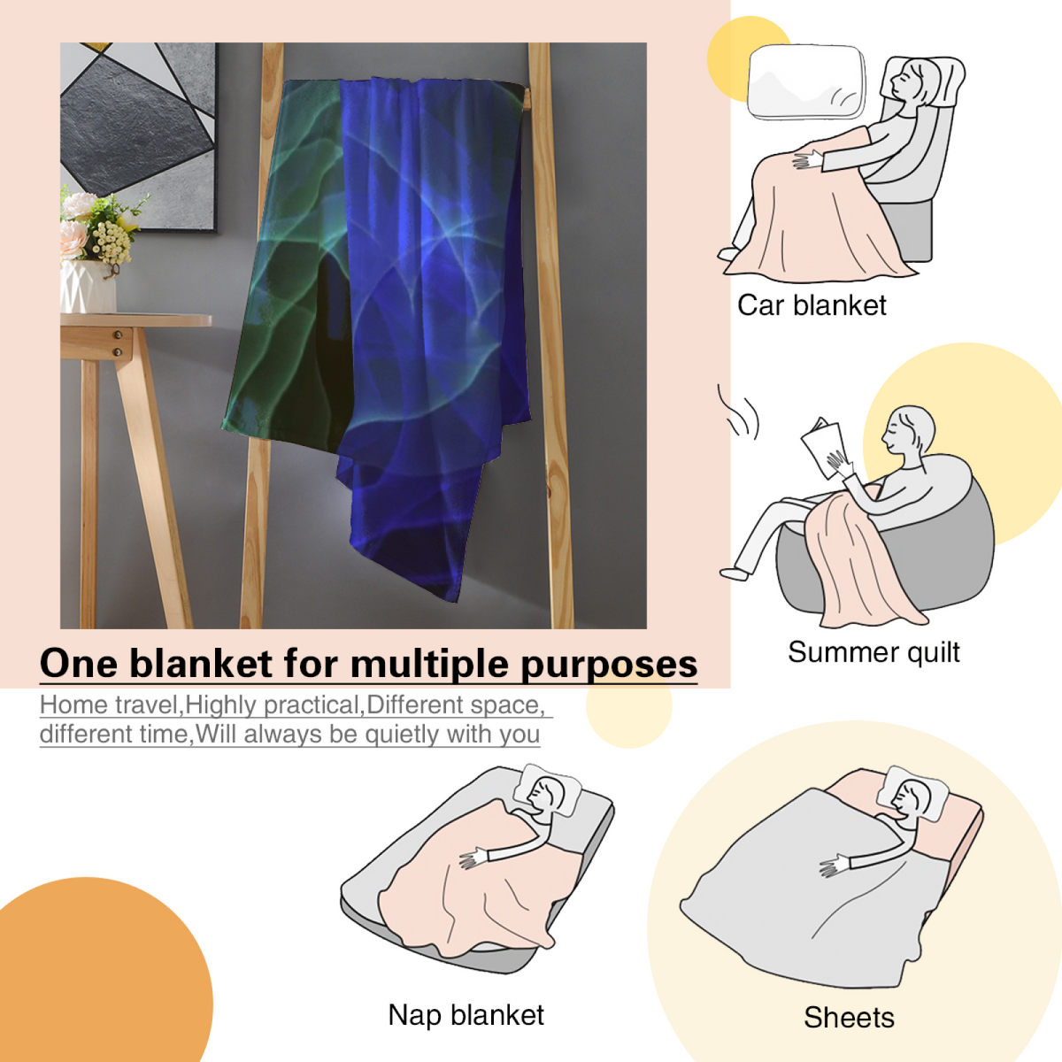 Pastel Multicolor Whimsical Decor Plush Flannel Throw ¨C Hazy Blossom Edition