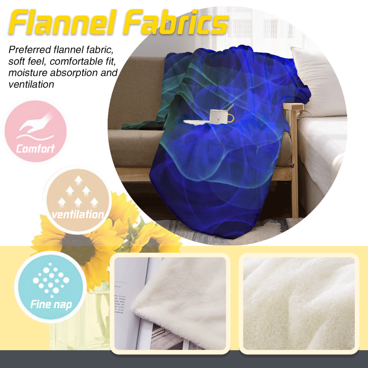Pastel Multicolor Whimsical Decor Plush Flannel Throw ¨C Hazy Blossom Edition