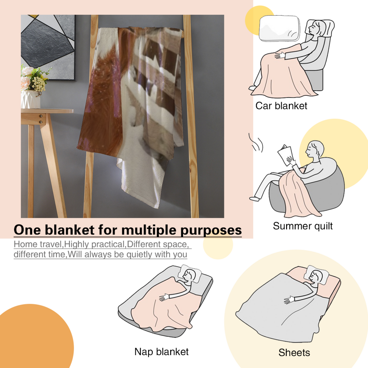 Ember Serenade Soft Neutral Retro All-Season Flannel Blanket