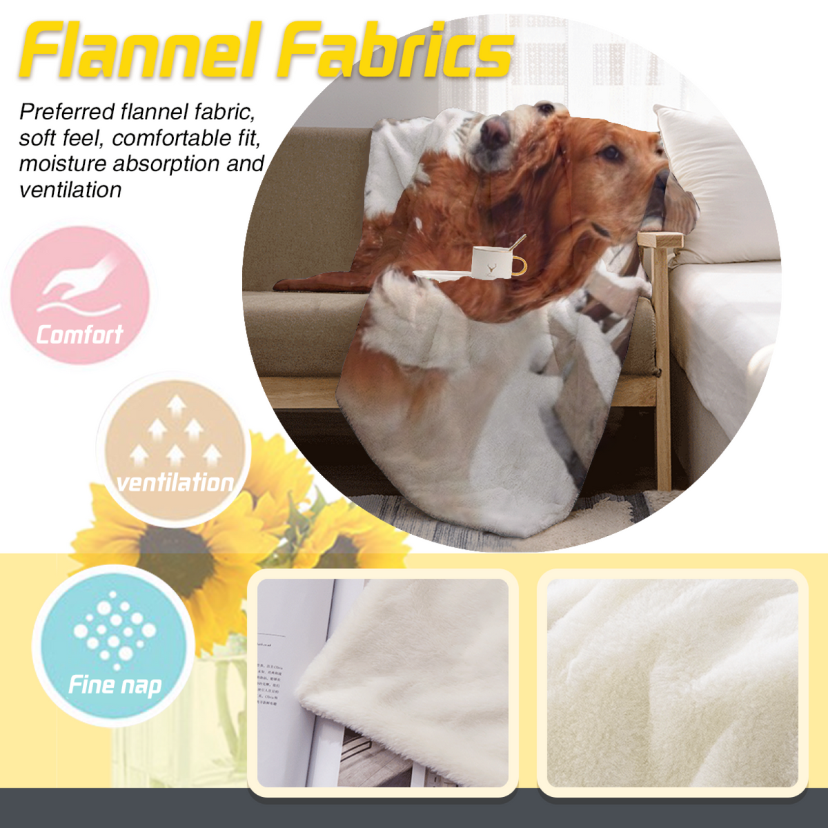 Ember Serenade Soft Neutral Retro All-Season Flannel Blanket