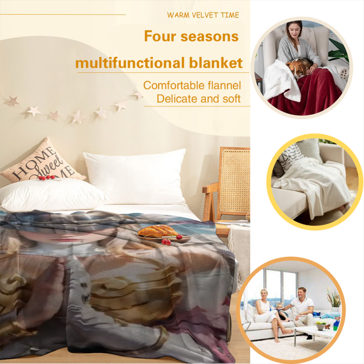Enchanted Grove Pastel Multicolor Modern Art Flannel Throw Blanket