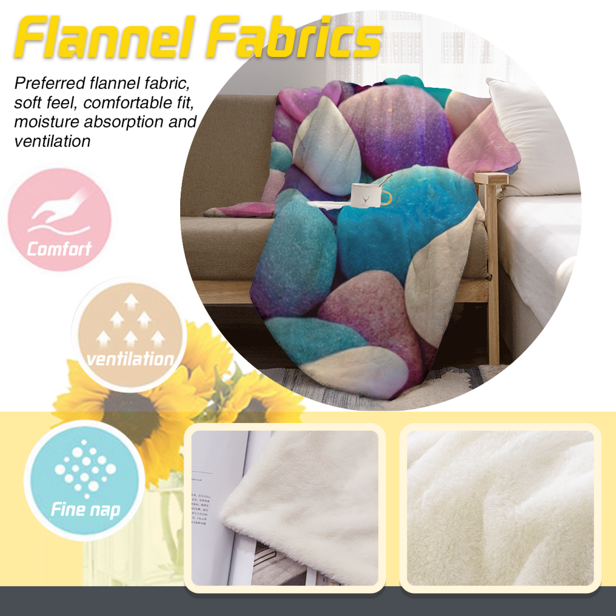 Decorative Flannel Blanket with Starlit Sonnet Cozy Cottage Artwork