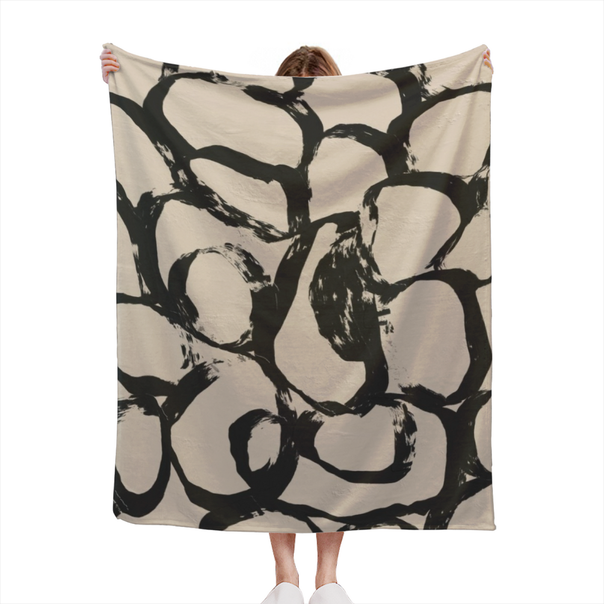 Hazy Flora Soft Flannel Blanket in Soft Neutral