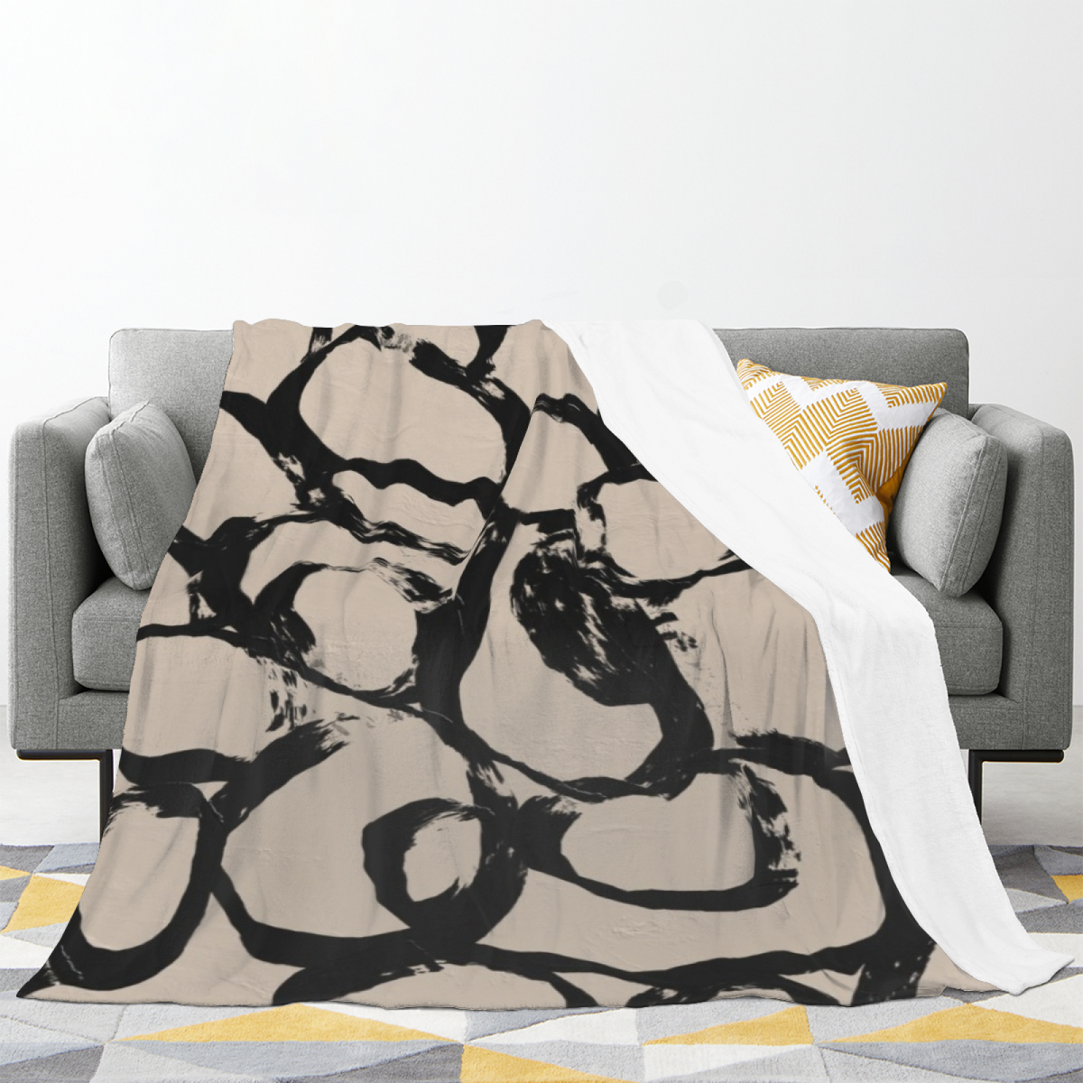 Hazy Flora Soft Flannel Blanket in Soft Neutral