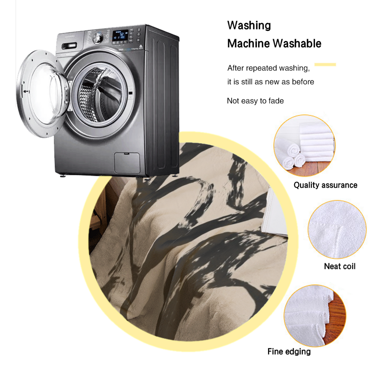 Hazy Flora Soft Flannel Blanket in Soft Neutral