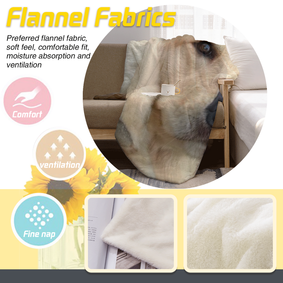 Enchanted Daydream Expressive Print Cozy Flannel Bed Blanket in Soft Neutral