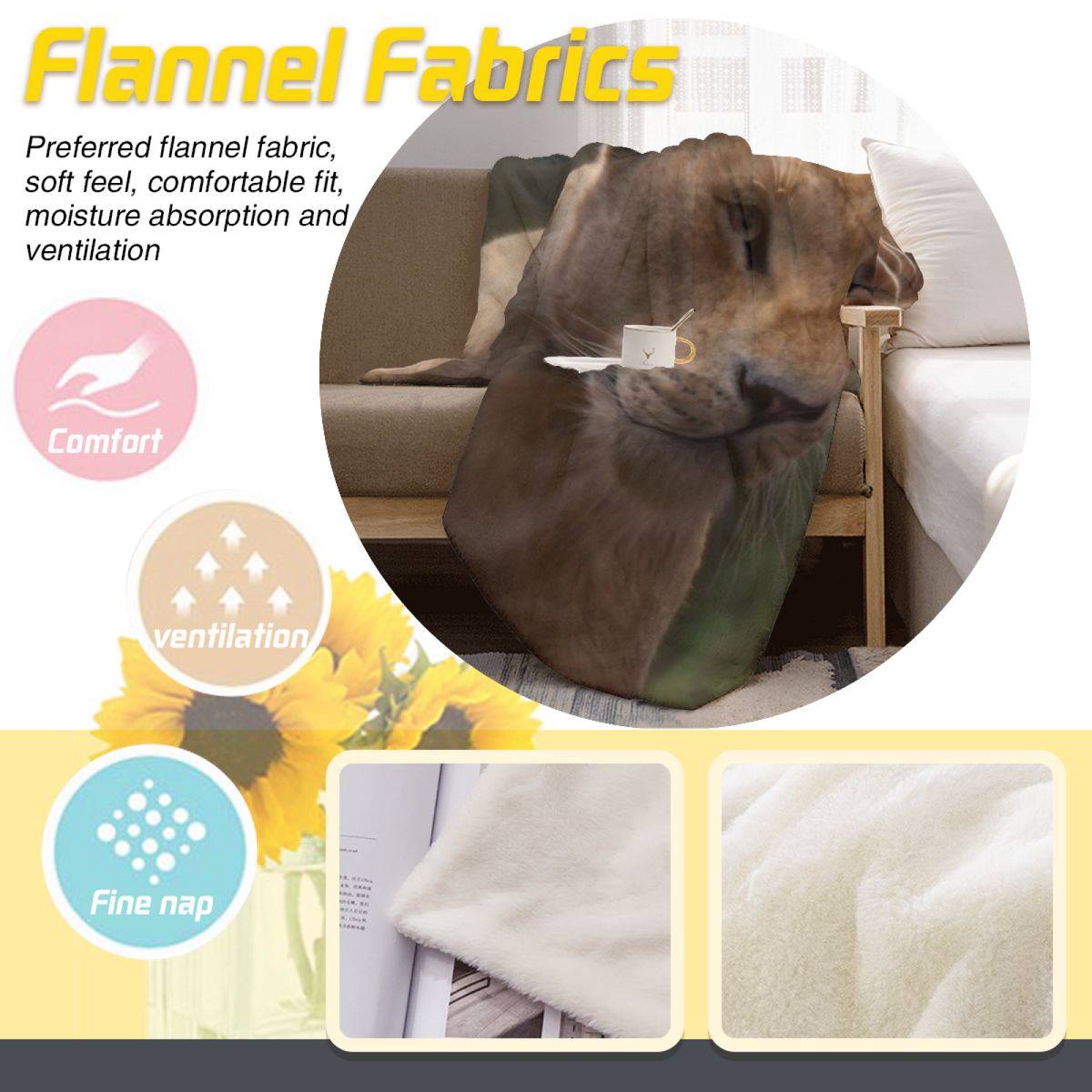 Soft Neutral Juniper Whimsy All-Season Flannel Blanket