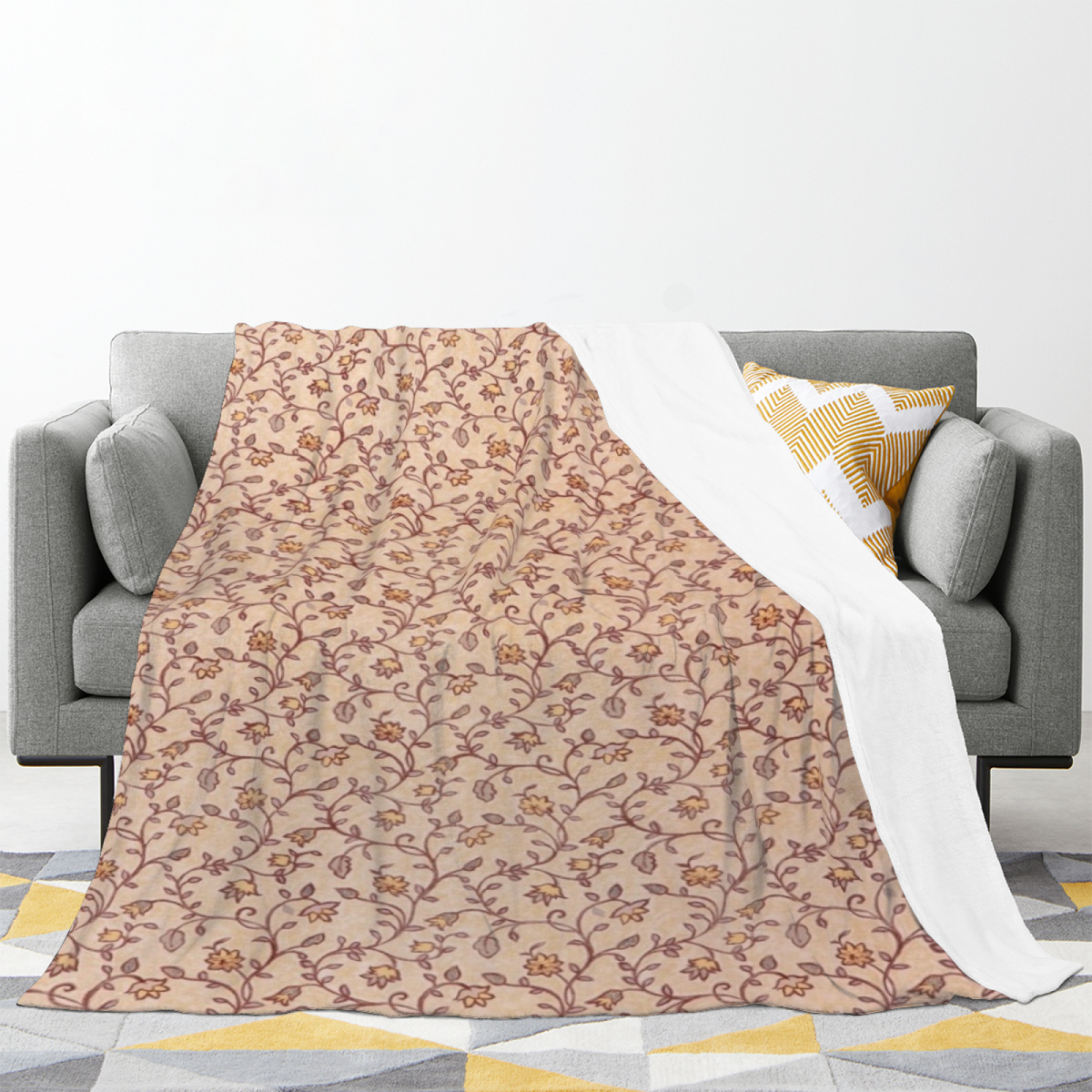 Eclectic Design Breezy Orchard Pastel Multicolor Flannel Sofa Throw