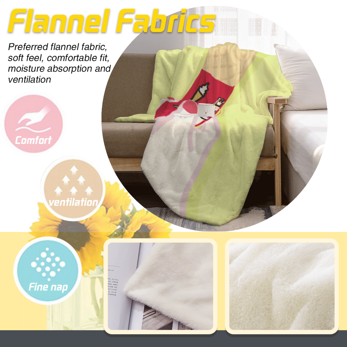 Decorative Pastel Multicolor Solstice Cascade Cozy Flannel Bed Blanket