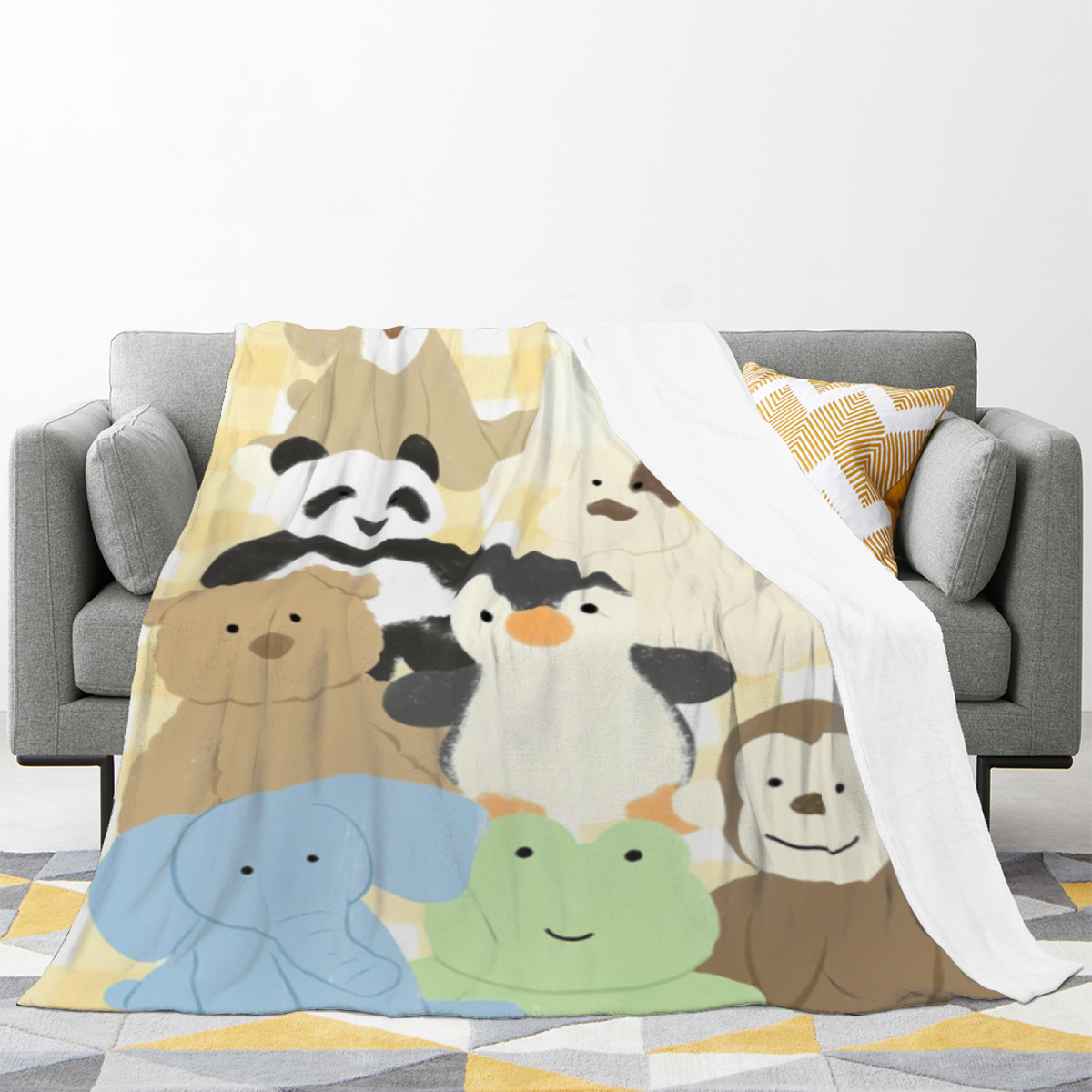 Flannel Throw Blanket with Marigold Fable Cozy Cottage Artwork