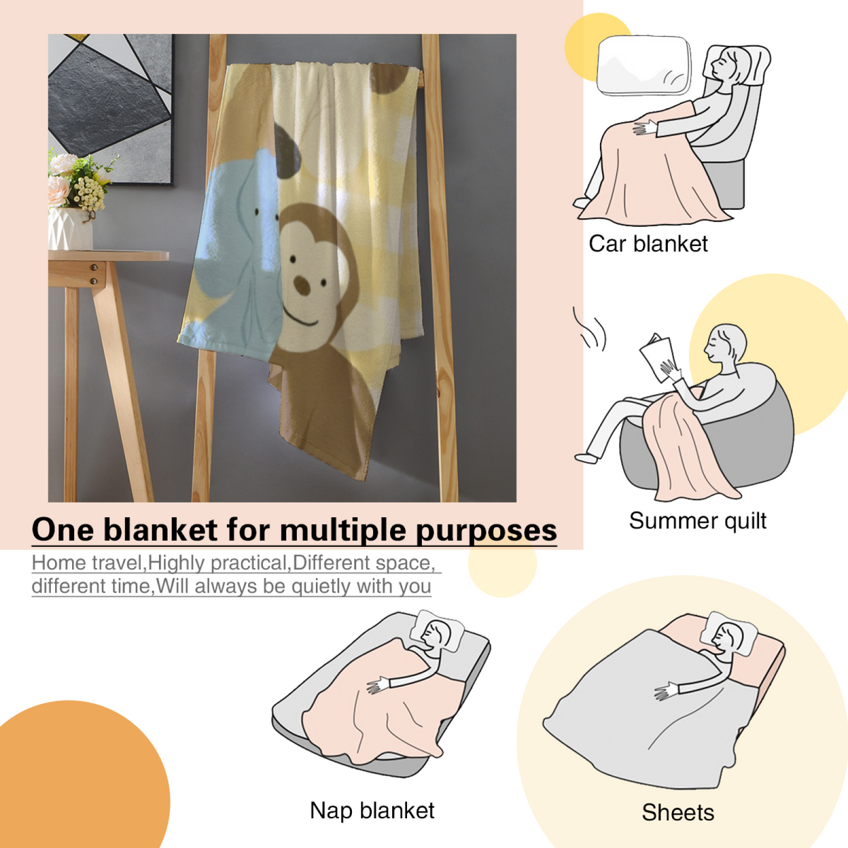 Flannel Throw Blanket with Marigold Fable Cozy Cottage Artwork