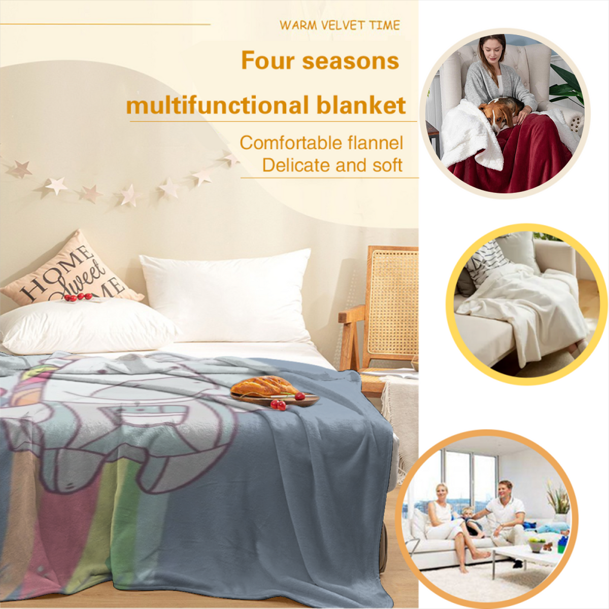 Oceanic Horizon Home Accent Soft Flannel Blanket ¨C Warm Coral