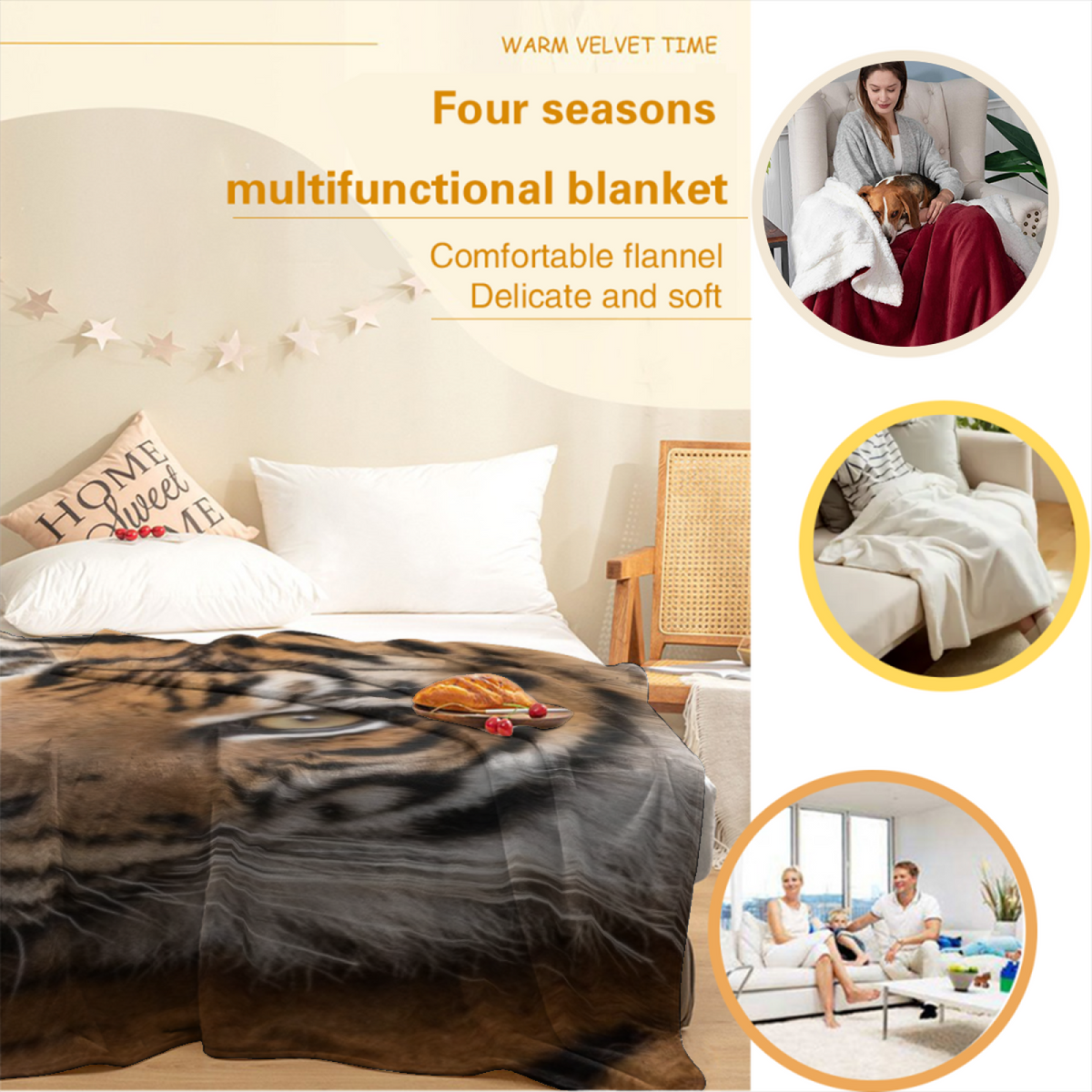 Artistic Soft Neutral Amber Haven Lightweight Flannel Throw