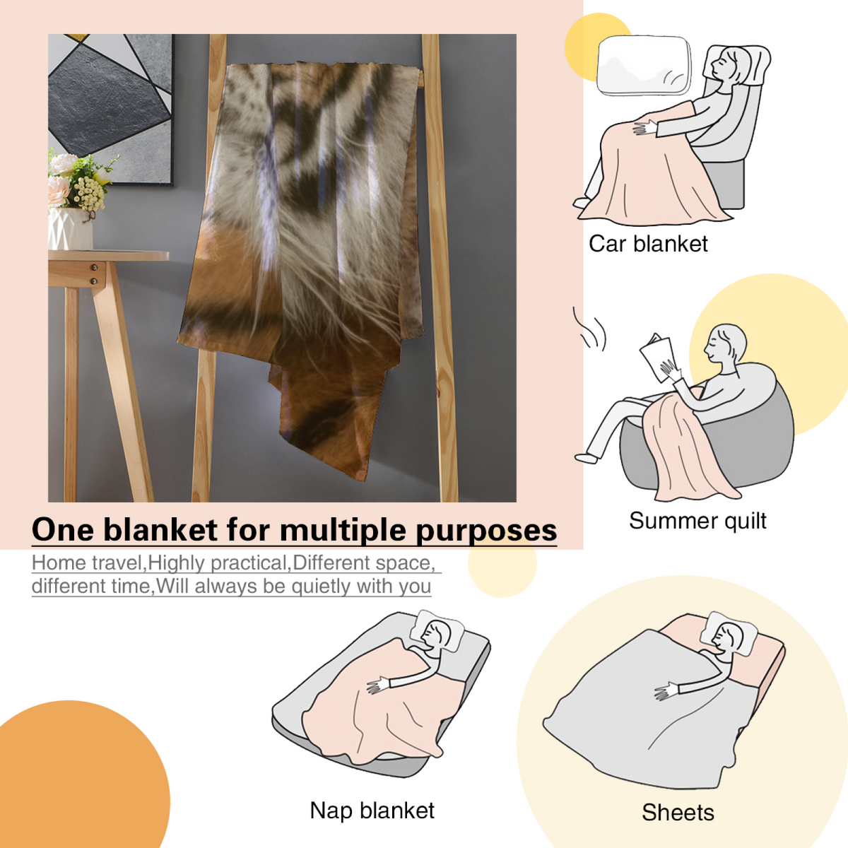 Artistic Soft Neutral Amber Haven Lightweight Flannel Throw