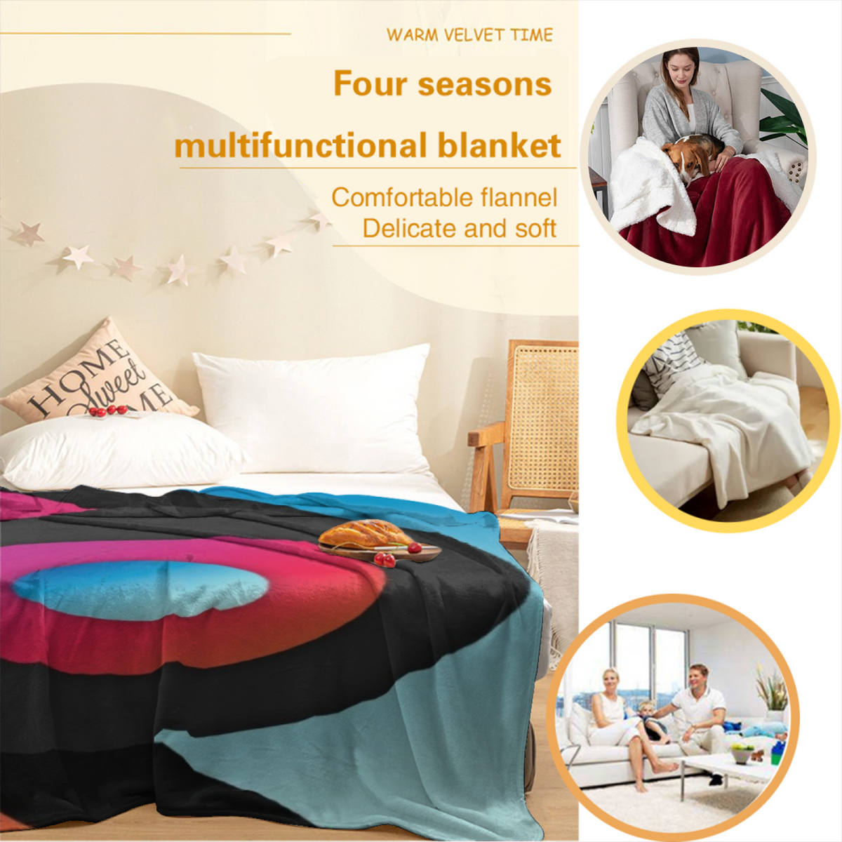 Playful Soft Neutral Rosewood Petal Plush Flannel Throw