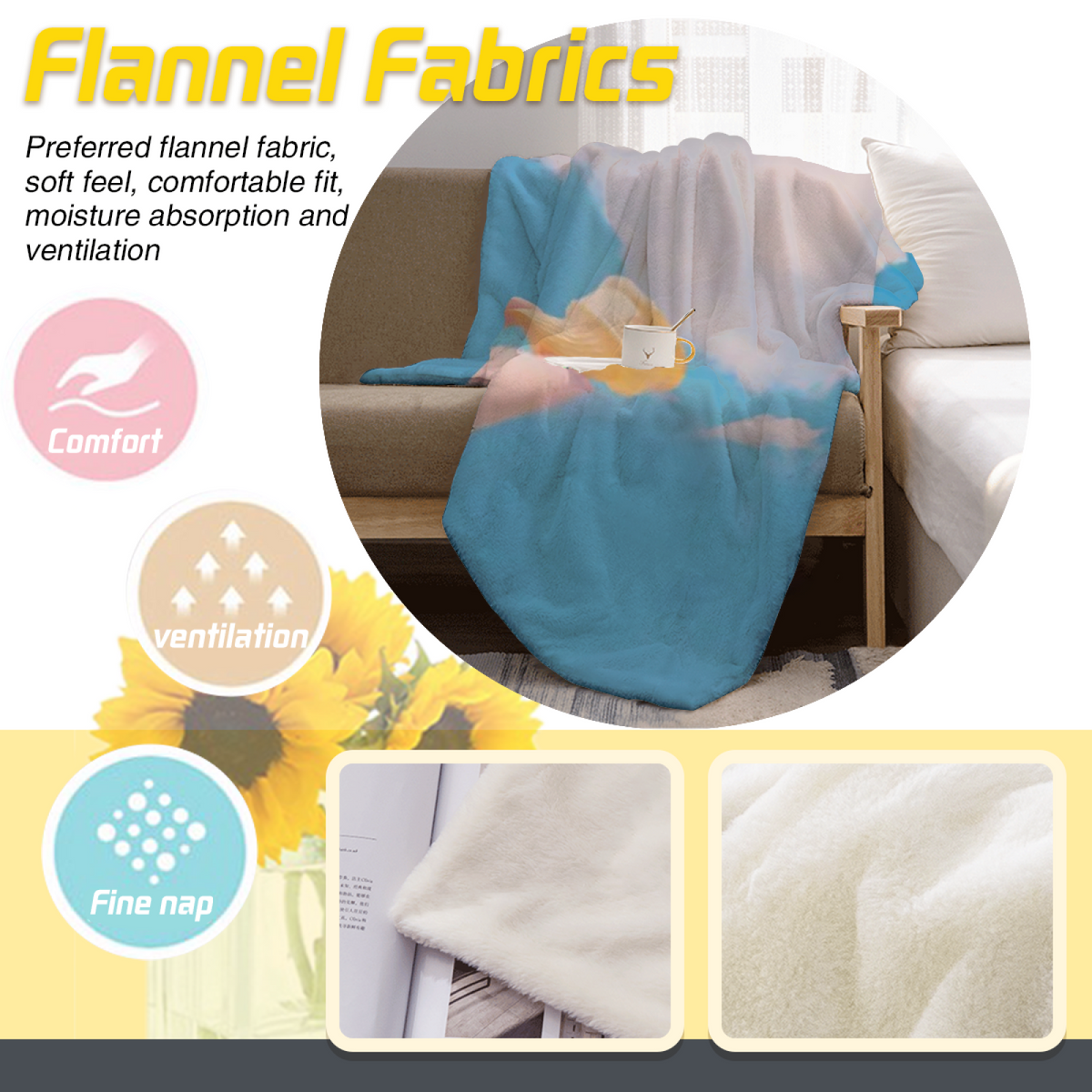 Seaside Hearth Inspired Cozy Flannel Bed Blanket ¨C Earthy Neutral Palette