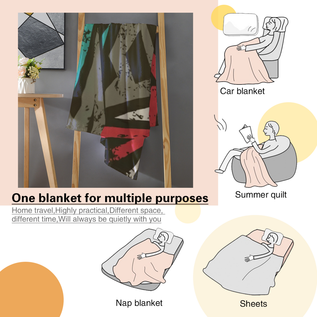 Decorative Flannel Blanket with Moonbeam Blossom Cozy Cottage Artwork