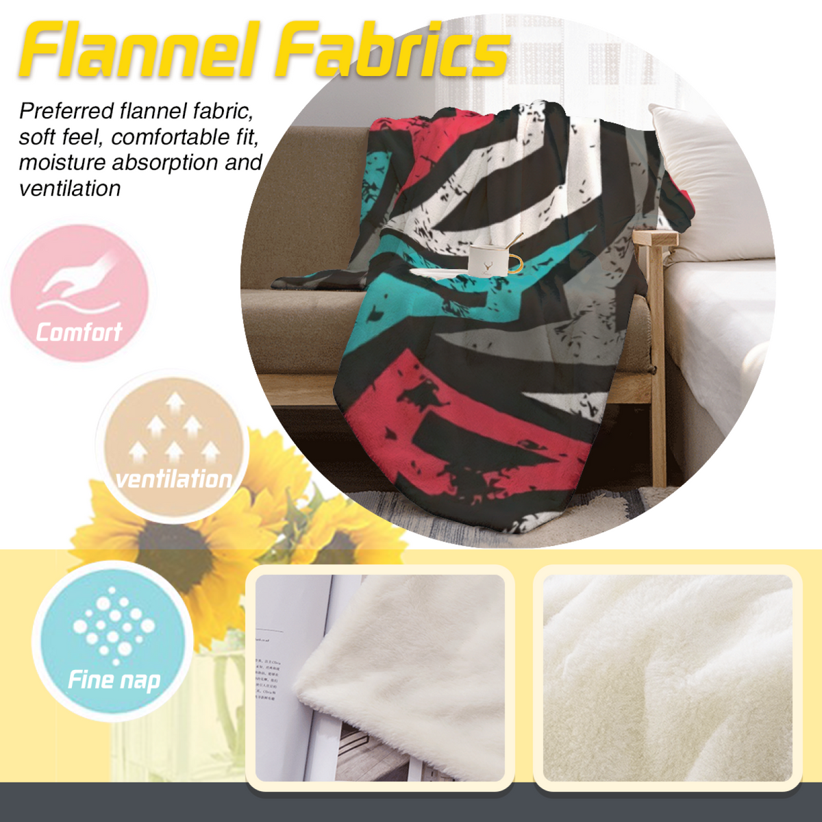 Decorative Flannel Blanket with Moonbeam Blossom Cozy Cottage Artwork