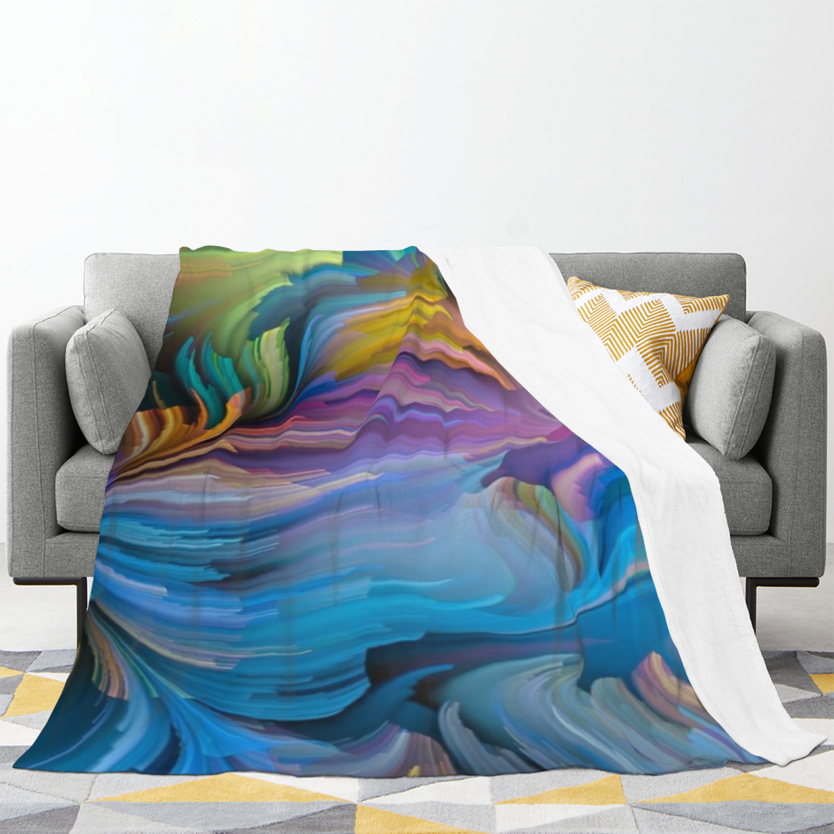 Solstice Reverie Decorative Pattern Cozy Flannel Bed Blanket