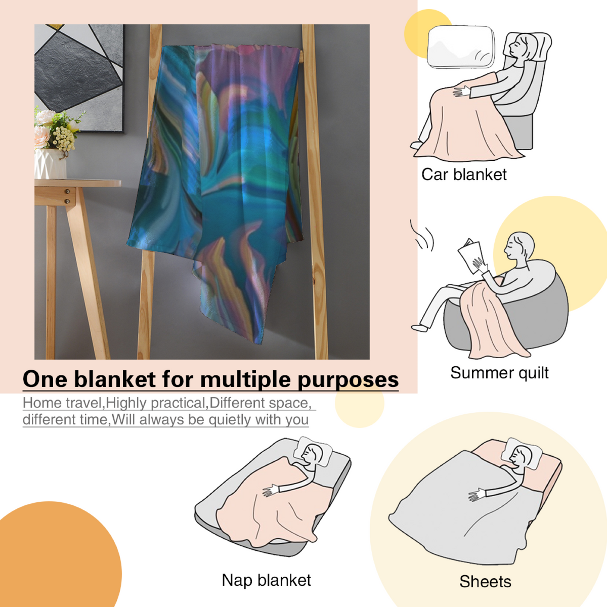 Solstice Reverie Decorative Pattern Cozy Flannel Bed Blanket