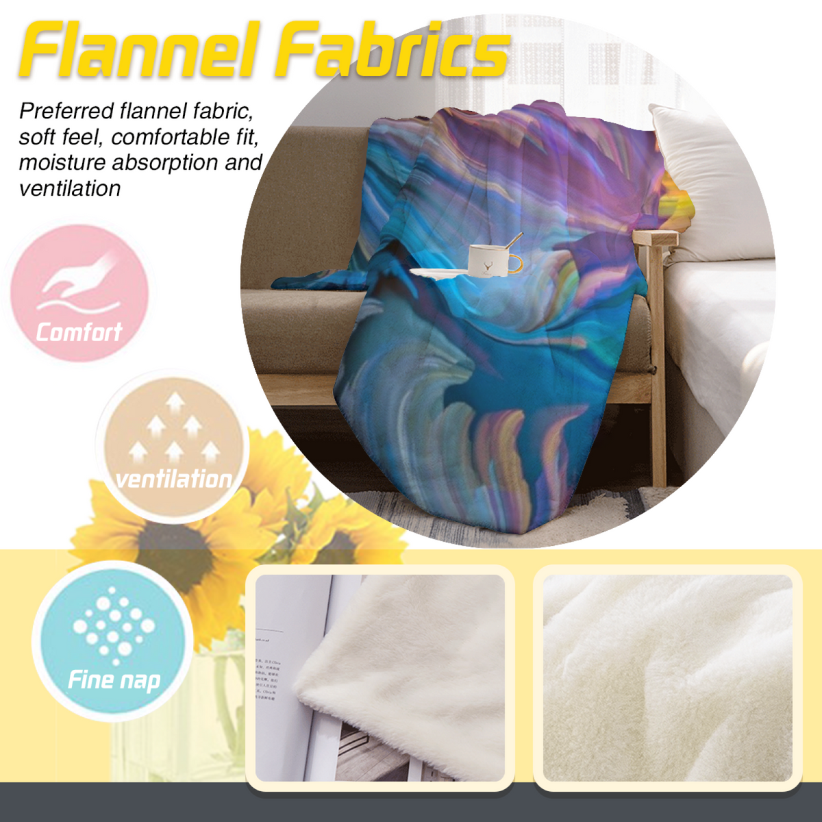 Solstice Reverie Decorative Pattern Cozy Flannel Bed Blanket