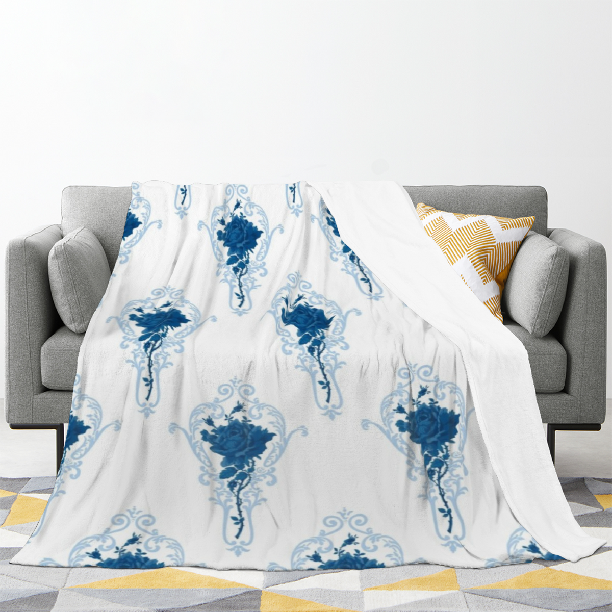 Soft Minimalist All-Season Flannel Blanket ¨C Seaside Lagoon Collection